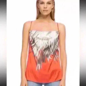 New $228 Robert Graham ROSA Racerback Tank Top Women's  LARGE Orange